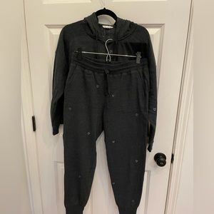 Splendid Collection Womens Navy Sweatpants & Cropped Boxy Hoodie Size S